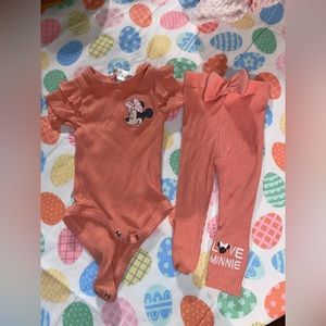 Disney Baby Girl 6-9M’s 2-Piece - Pink SO CUTE Pants with Bow - Minnie Mouse